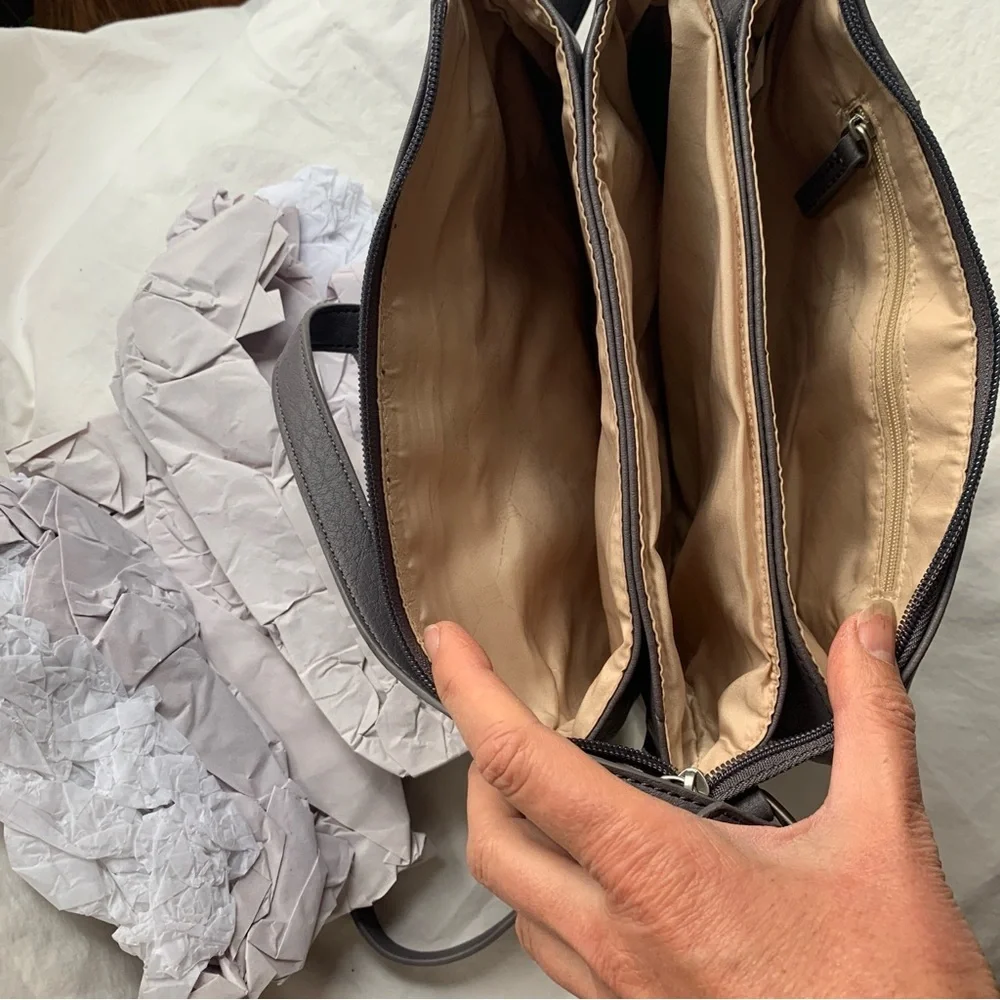 Elegant Gray and Navy Messenger Bag
